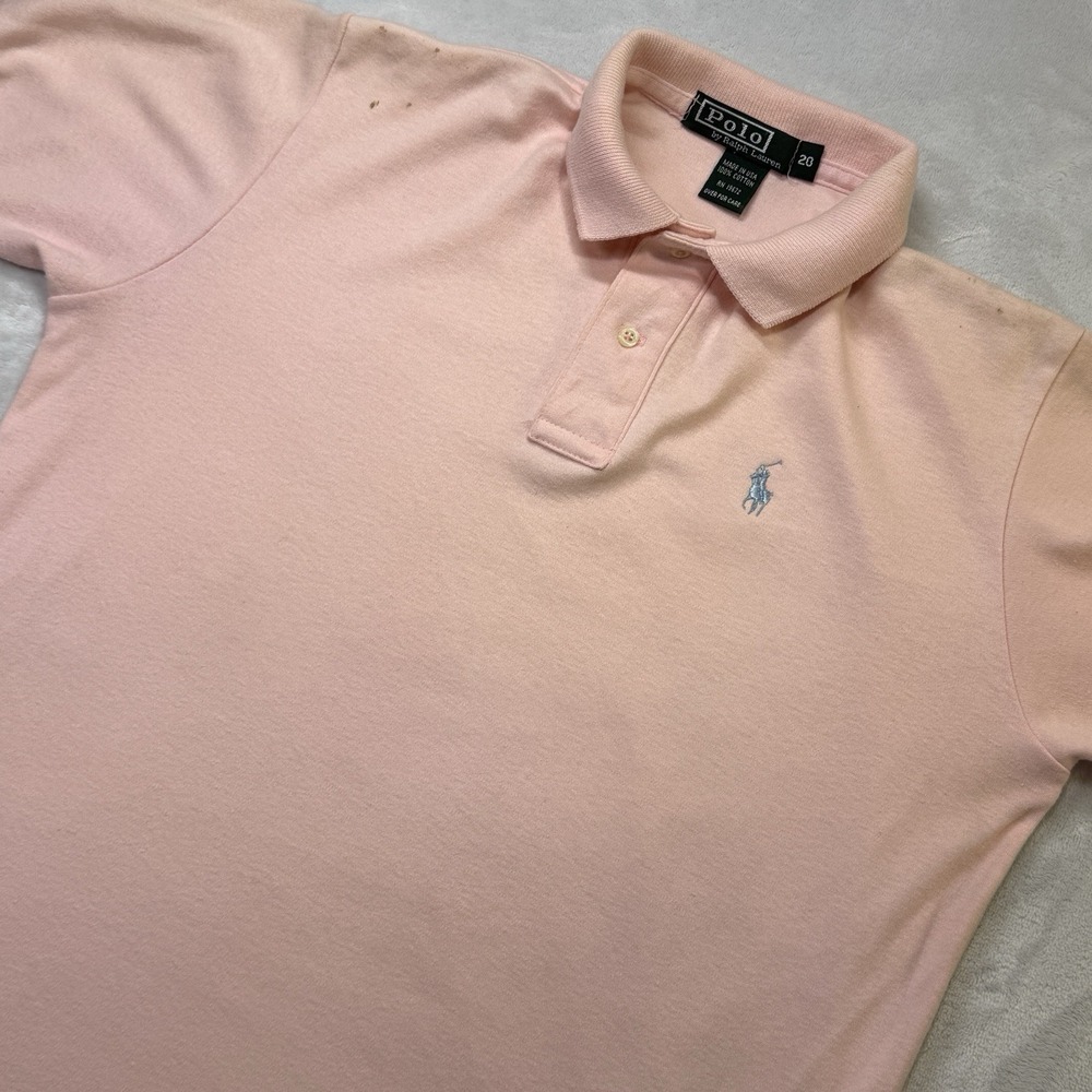 VINTAGE 70's 80's Ralph Lauren Polo‎ Shirt Mens Medium Short Sleeve Pink Pony